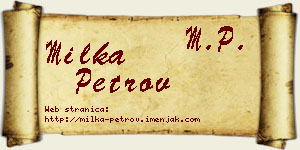 Milka Petrov vizit kartica